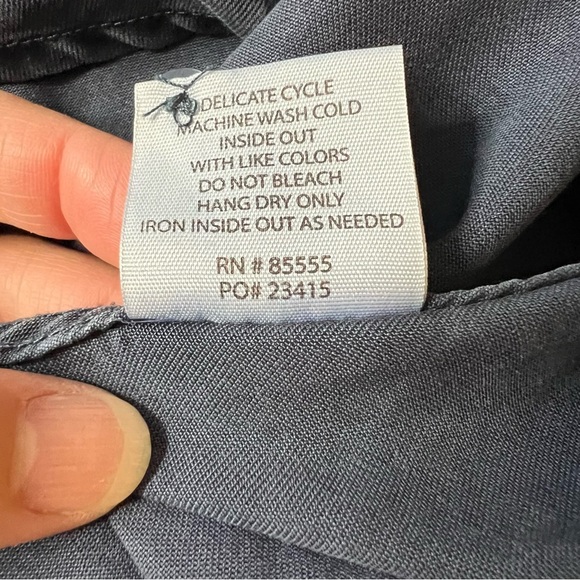 Pistola Revolve Button Down Blouse Top Long Sleeve Navy Blue SZ XXL - Picture 11 of 14